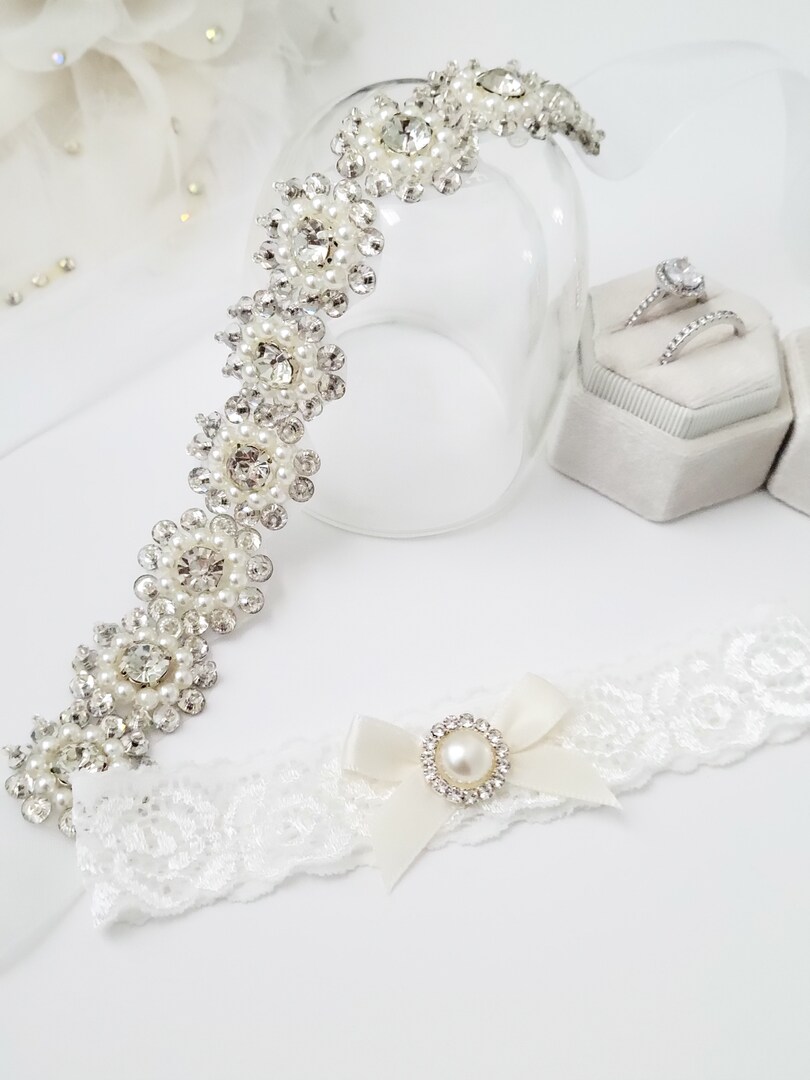 Wedding Garter for Bride. Crystal Garter. Custom Embroidered Something Blue. Wedding Keepsake. Bridal Shower Gift. Birthday Gift for her | MakerPlace by Michaels Wedding Garter for Bride. Crystal Garter. Custom Embroidered Something Blue. Wedding Keepsake. Bridal Shower Gift. Birthday Gift for her | MakerPlace by Michaels